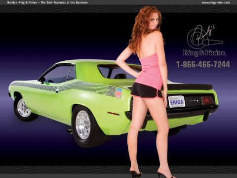 1992 Ford Bronco - 1970 Plymouth Barracuda, often called 'Cuda', shown from the rear with a promotional model.