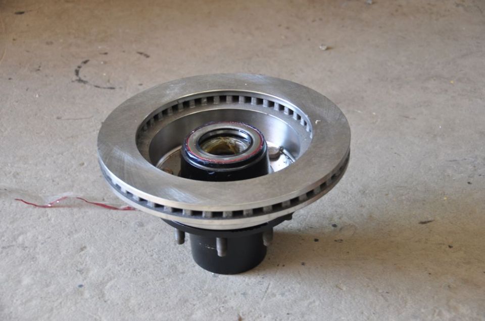 Brake rotor and hub assembly on concrete floor