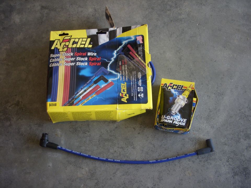 Accel Super Stock Spiral Wire set and U-Groove Spark Plugs