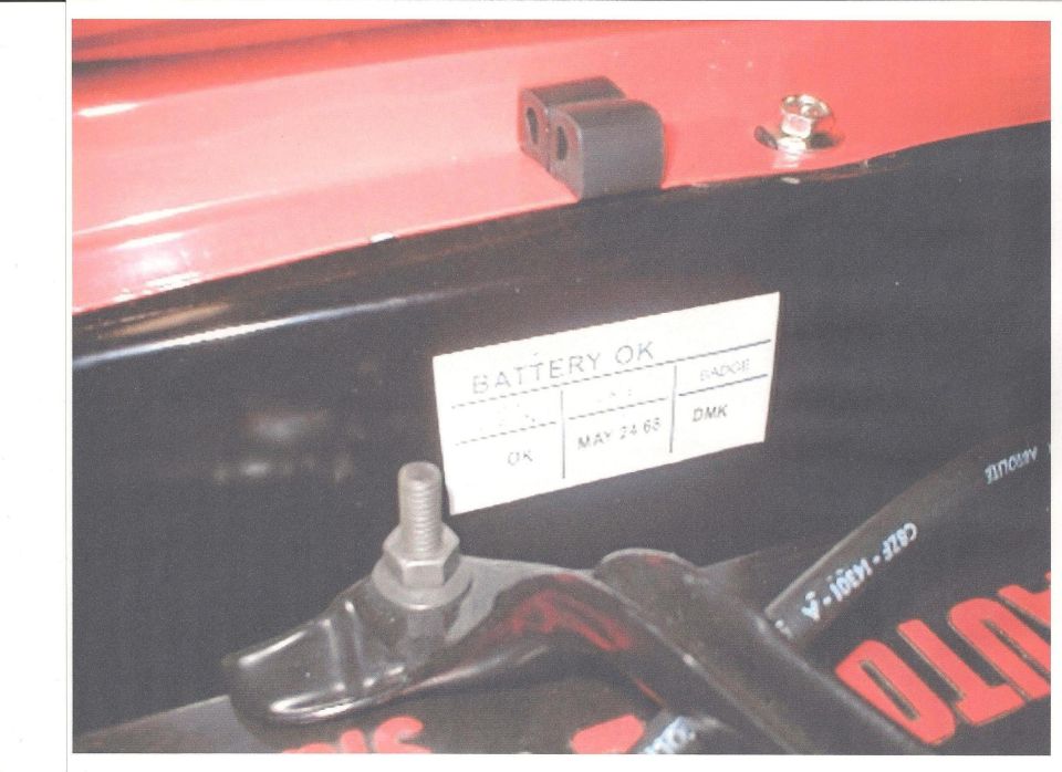 Battery OK decal with date MAY 24 65 and code DMK
