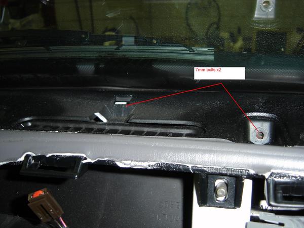 Dashboard interior showing 7mm bolts and wiring