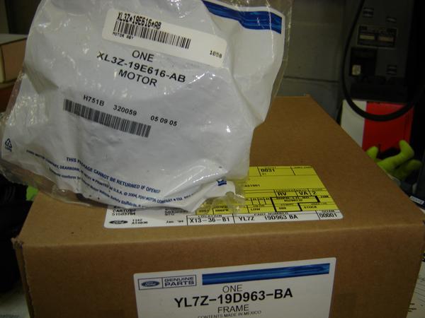Ford parts boxes with labels