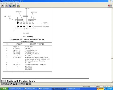 1996 Ford Bronco - PSOM Pin-Outs (Internal)