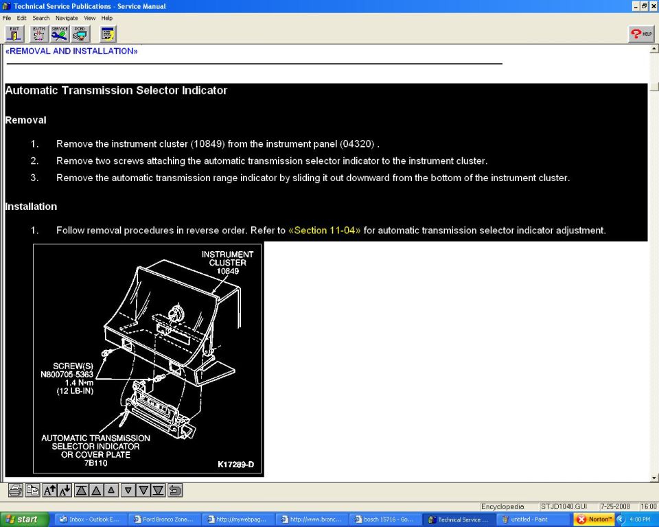 E4OD Transmission Selector Indicator Removal in 92-96