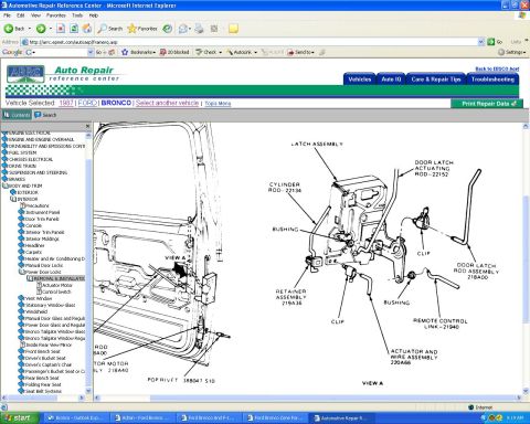 1996 Ford Bronco - Power Door Lock Parts Break-Out Diagram in an 87