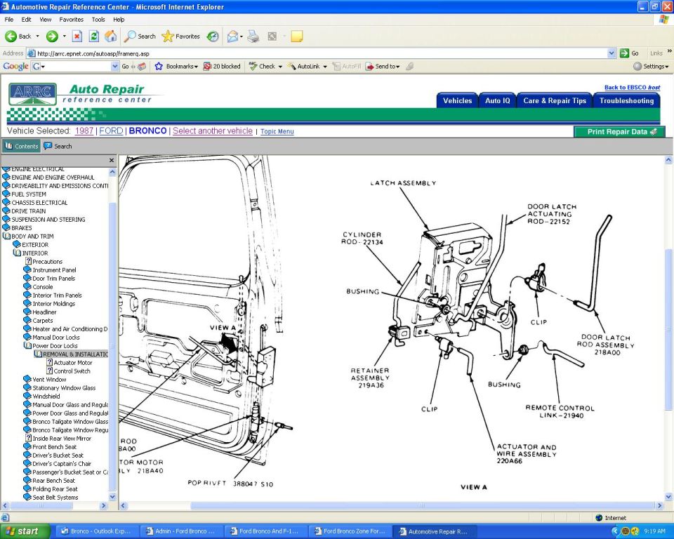 Power Door Lock Parts Break-Out Diagram in an 87
