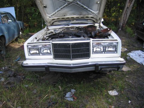 2001 Ford Crown Victoria - Photograph of a white Lincoln sedan front end in a junkyard, not a technical document.