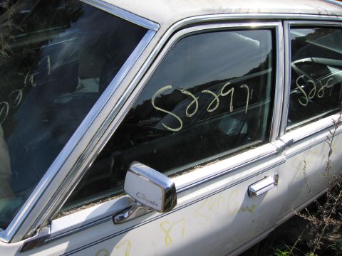 2001 Ford Crown Victoria - Photograph of a junkyard car door, not a technical document.