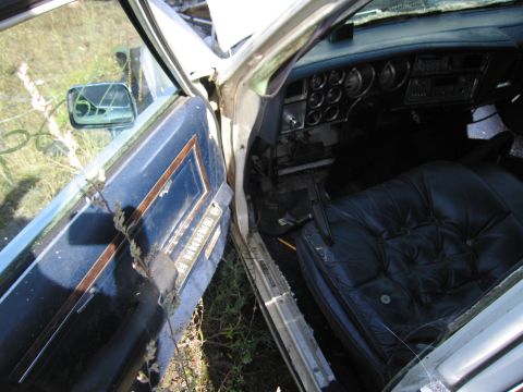 2001 Ford Crown Victoria - Photograph of a derelict car interior, not a technical document.