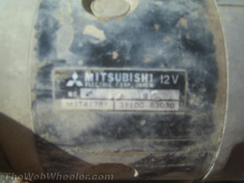 1987 Suzuki Samurai - Mitsubishi Electric 12V component identification/spec plate listing model number M3T41781 and part 3F100-83030.