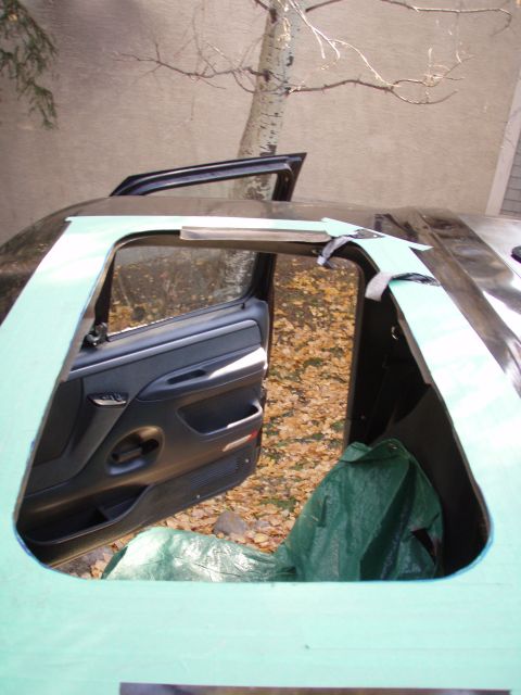 1992 Ford Bronco - top view after cutting. my cut was perfect! the only triming i had to do was 2 milimetres in the bottom left corner. i pealed the tape and…