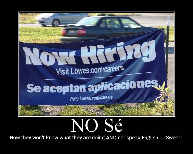 Blue banner says 'Now Hiring' and 'Se aceptan aplicaciones' with cars in background