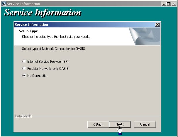 If this screen appears, select NO CONNECTION.