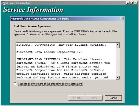 1994 Ford Crown Victoria - If any newer version of MDAC is installed, select CANCEL and YES.