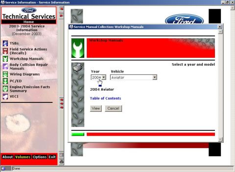 1994 Ford Crown Victoria - Clicking a dialogue menu item from the left panel produces a dialogue box with several pulldown &/or search text fields.