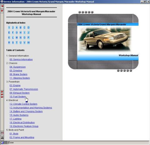 1994 Ford Crown Victoria - After locating the desired data heading in the dialogue box, the box & the left panel are hidden (note the 3 SHOW/HIDE arrows pointing inwa…