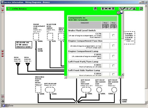1994 Ford Crown Victoria - The component, connector, ground, splice, & page reference buttons also produce pulldowns with dialogue checkboxes. Selecting the boxes wil…