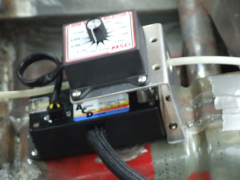 1990 Ford Mustang - Close-up of an MSD ignition control module, a component used in vehicle engine systems.