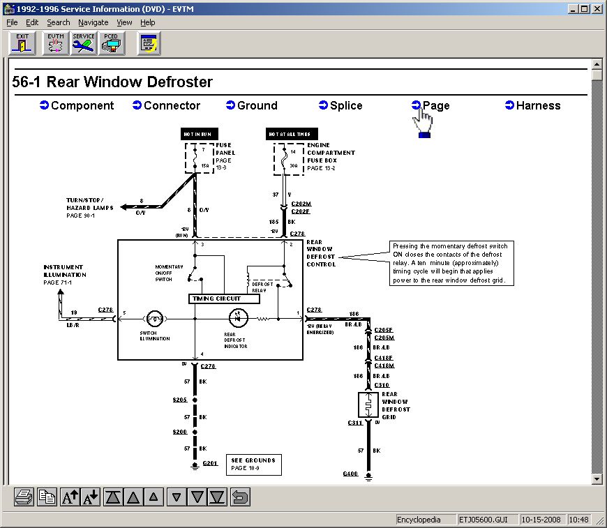Fuse 7 is the feed for pin 3, and its details are shown on page 13-3, so click PAGE, then click 13-3 from the list.