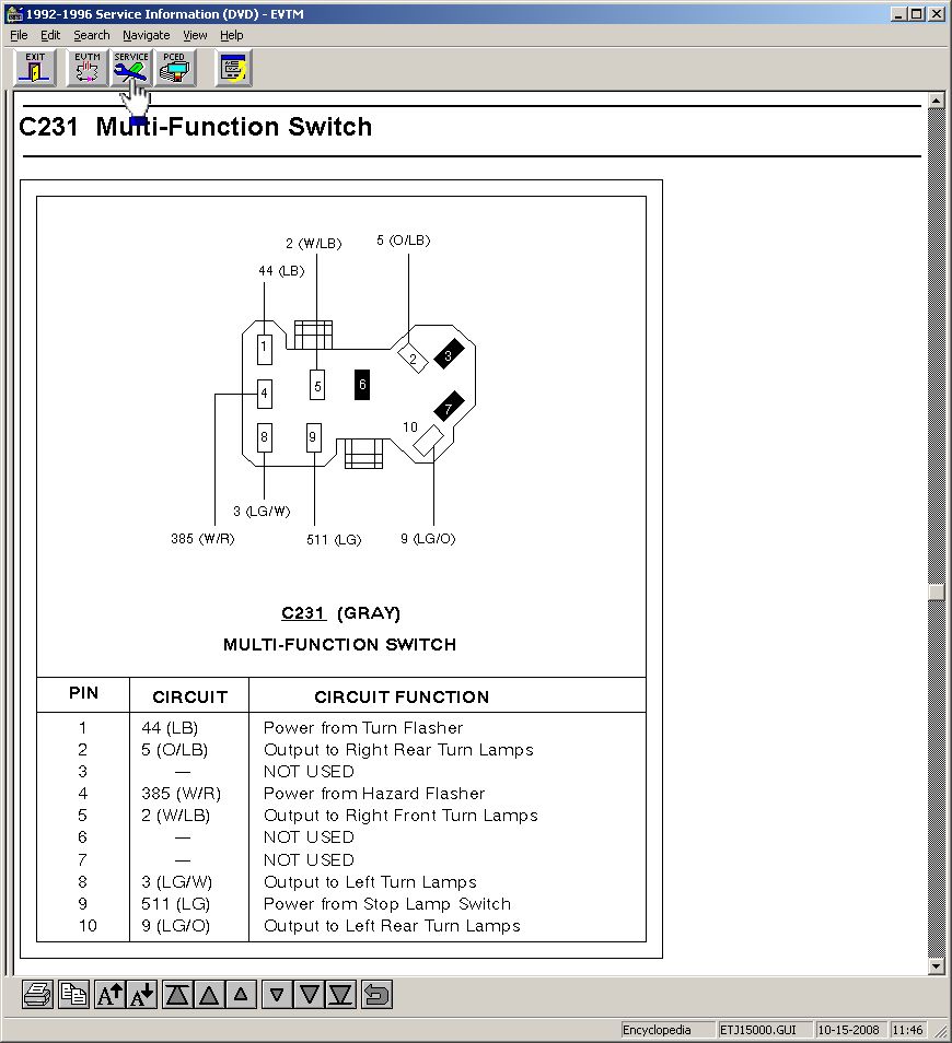 Remembering that this view is INTO the face of the connector, it will be a mirror-image of the view into the component.

To learn how to remove the MFS, open the service manual.
