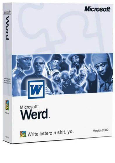 1988 Mercury Grand Marquis - This is a parody of a Microsoft Word software box, featuring a group of rappers and the text "Microsoft Werd. Write letterz n shit, yo."