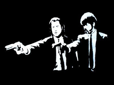 1978 Ford Bronco - This image depicts a stylized scene with two figures holding firearms, reminiscent of a movie poster.