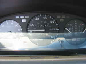 1996 Dodge 1500 - Close-up of a vehicle's dashboard gauges, including the speedometer and odometer.