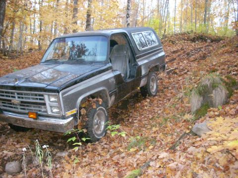 1988 Chevrolet Blazer - This SUV, likely from the 1980s, is shown off-road with its doors removed.