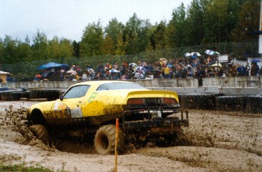 1985 Ford Bronco - Lumpys firebird, on a 1 ton frame and axles. 350 tweaked on and back hoe front tires. Weeks prior, it was a drag race car, and street drive…