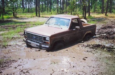 1985 Ford Bronco - there was a wall of sorts at the front tires...i could step UP on it, solid ground..if I went backwards I would have made it