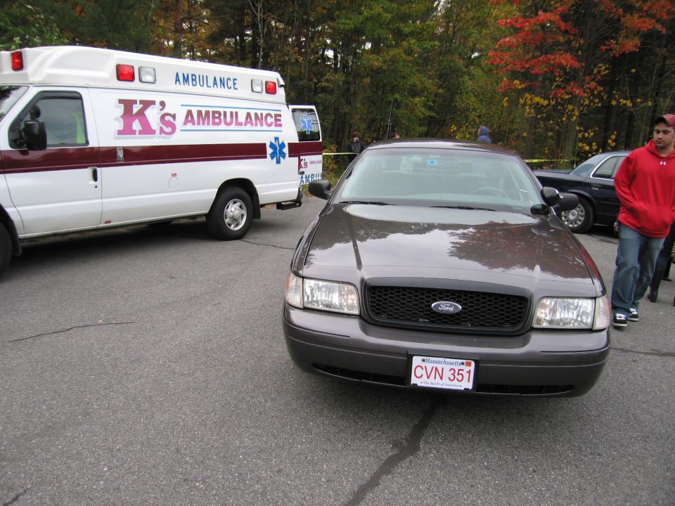 Gray 2001 Ford Crown Victoria front view with Massachusetts license plate CVN 351