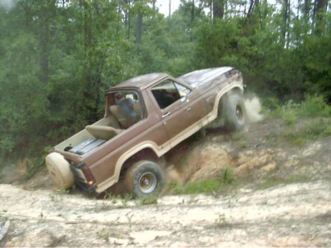 1985 Ford Bronco - harder than it looks. Hard packed clay (dried out) with light coat of sand. Traction was equivalent to a ashuffle board *rear bumper caught…