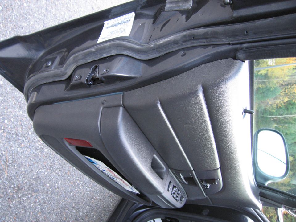 Crown Victoria open trunk lid underside and rear interior