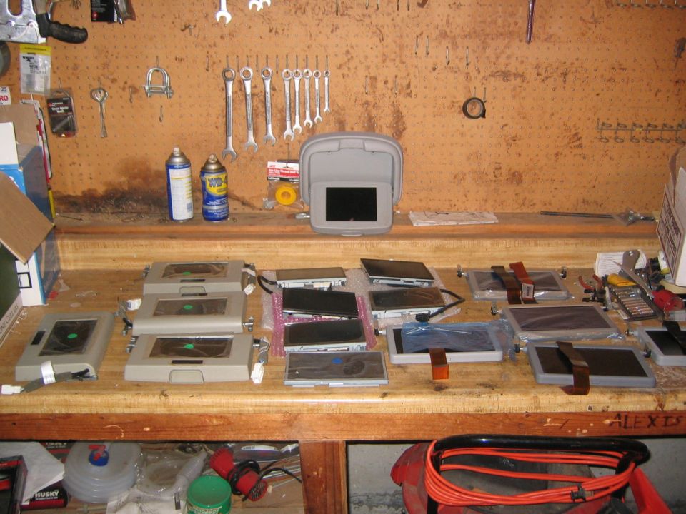 Workbench with electronic screens and tools