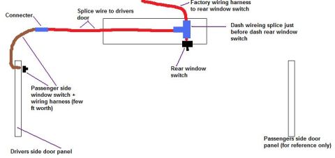 1986 Ford Bronco - This is a diagram illustrating the wiring for rear window switches in a vehicle. It shows how factory wiring harnesses connect to switches…