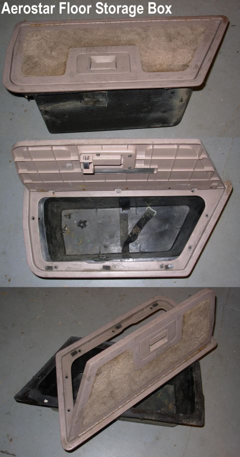 1983 Ford Bronco - Floor Storage Box from long-body Aerostar The top of the cover is ~0.75" above the mounting surface, and the box extends ~7.25" b…