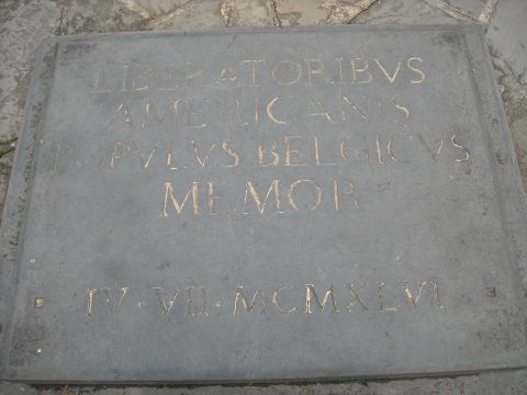 1979 Ford F-150 - A stone plaque commemorates American liberators with a Latin inscription and Roman numerals.