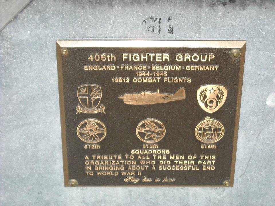 Bronze plaque commemorating the 406th Fighter Group of WWII