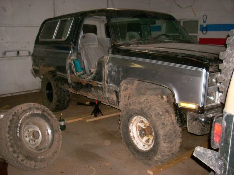 1988 Chevrolet Blazer - This 1988 Chevrolet Blazer is missing its driver's door and appears to be undergoing some work.