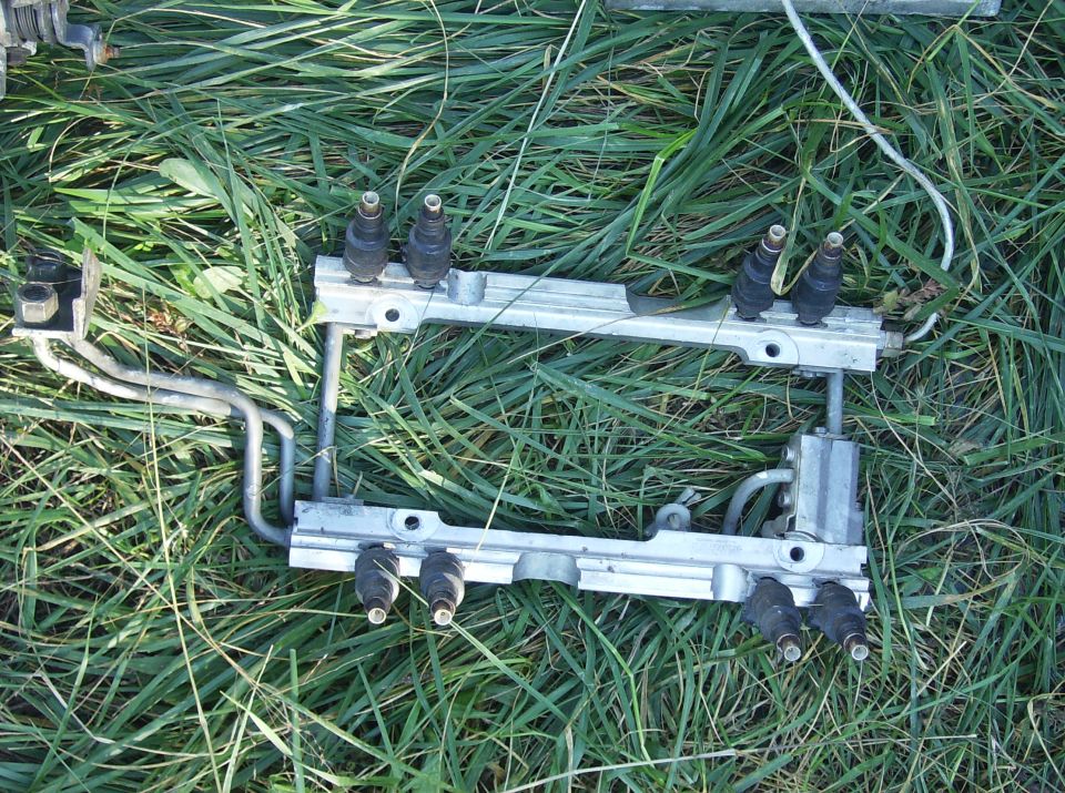fuel injectors and rails on grass