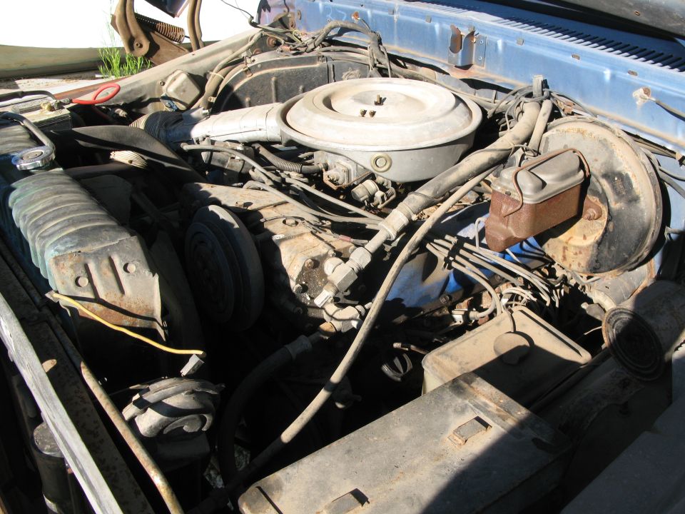 engine bay with air cleaner, master cylinder, and hoses visible