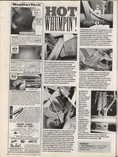1984 Ford Bronco - This article details modifications to a truck's rear suspension, focusing on shock absorbers and their mounting.