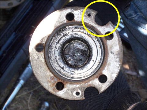 1996 Ford Bronco - Broncos with front wheel 4 wheel ABS have these cut outs on the front spindle for the ABS sensors.