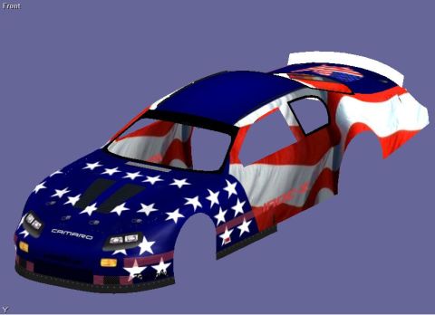 2004 Jeep Wrangler - This is a digital rendering of a race car body with a patriotic paint scheme.