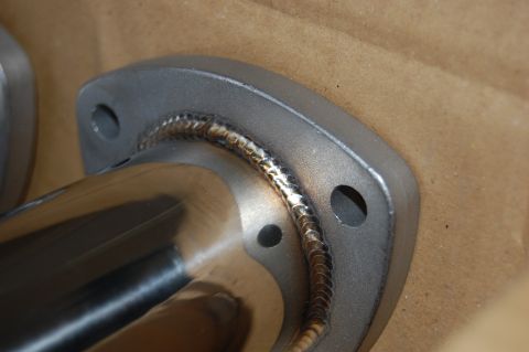 2002 BMW M3 - Close-up view of a welded exhaust pipe flange, showing the craftsmanship of the joinery.
