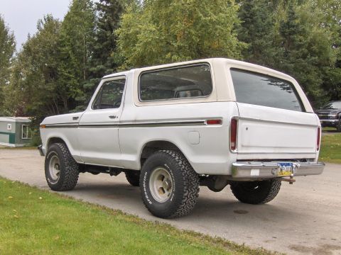 1978 Ford Bronco - This 1978 Ford Bronco is shown from the rear three-quarter view, parked outdoors.