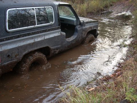 1988 Chevrolet Blazer - This 1988 Chevrolet Blazer is stuck deep in a muddy water crossing.