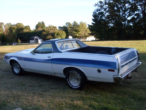 1972 Ford Ranchero - This 1972 Ford Ranchero is viewed from a three-quarter front angle, showing its distinctive body style.