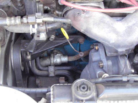 1991 Ford Probe - This image shows various engine components, including hoses, a belt, and a blue-painted engine block.