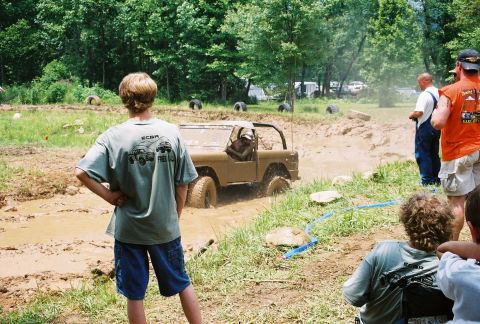 1972 Ford Bronco - A 1972 Ford Bronco attempts to navigate a muddy obstacle course.